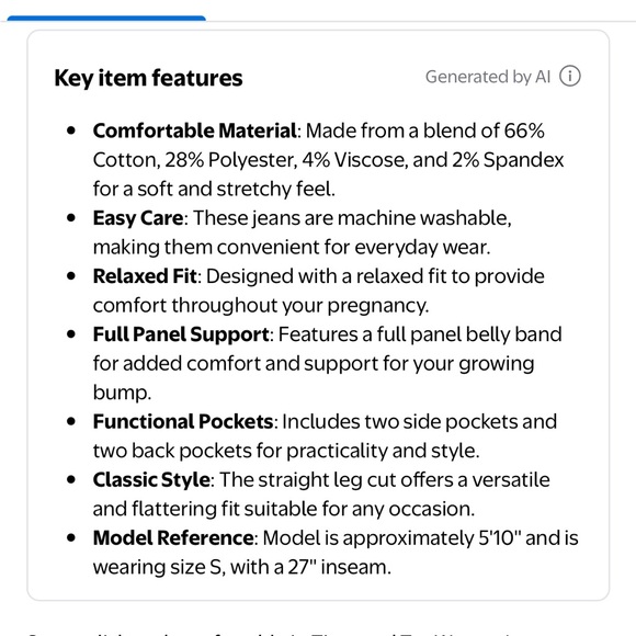 Maternity Time and Tru Light Blue Straight Leg Jeans Cotton Belly Band XL 16-18 - Picture 9 of 16